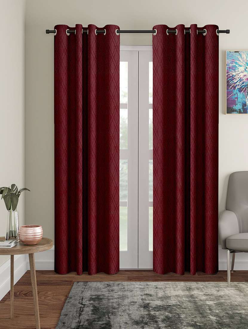 stylish and attractive self design curtains - set of 2 - 21734260 -  Zoom Image - 0