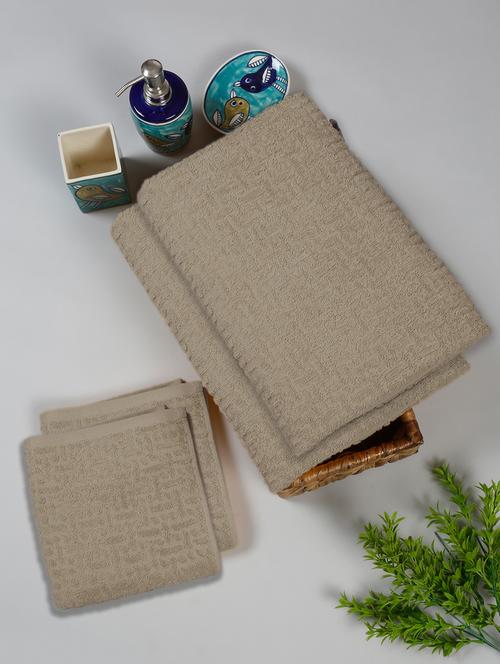 two bath towel (70 x 140 cms) and two hand towels (40 x 60) pure cotton bath towel set - 21737253 -  Standard Image - 0