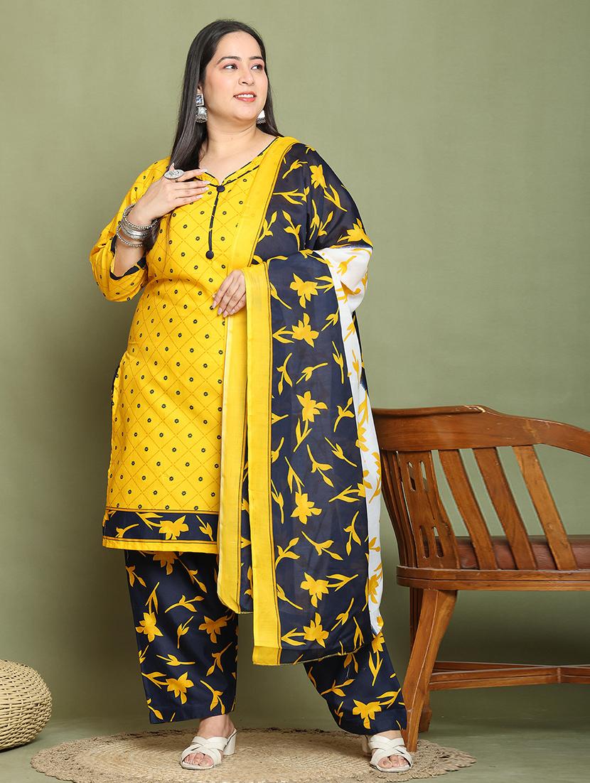 women plus size printed kurta salwar set with dupatta - 21737310 - Zoom Image - 0