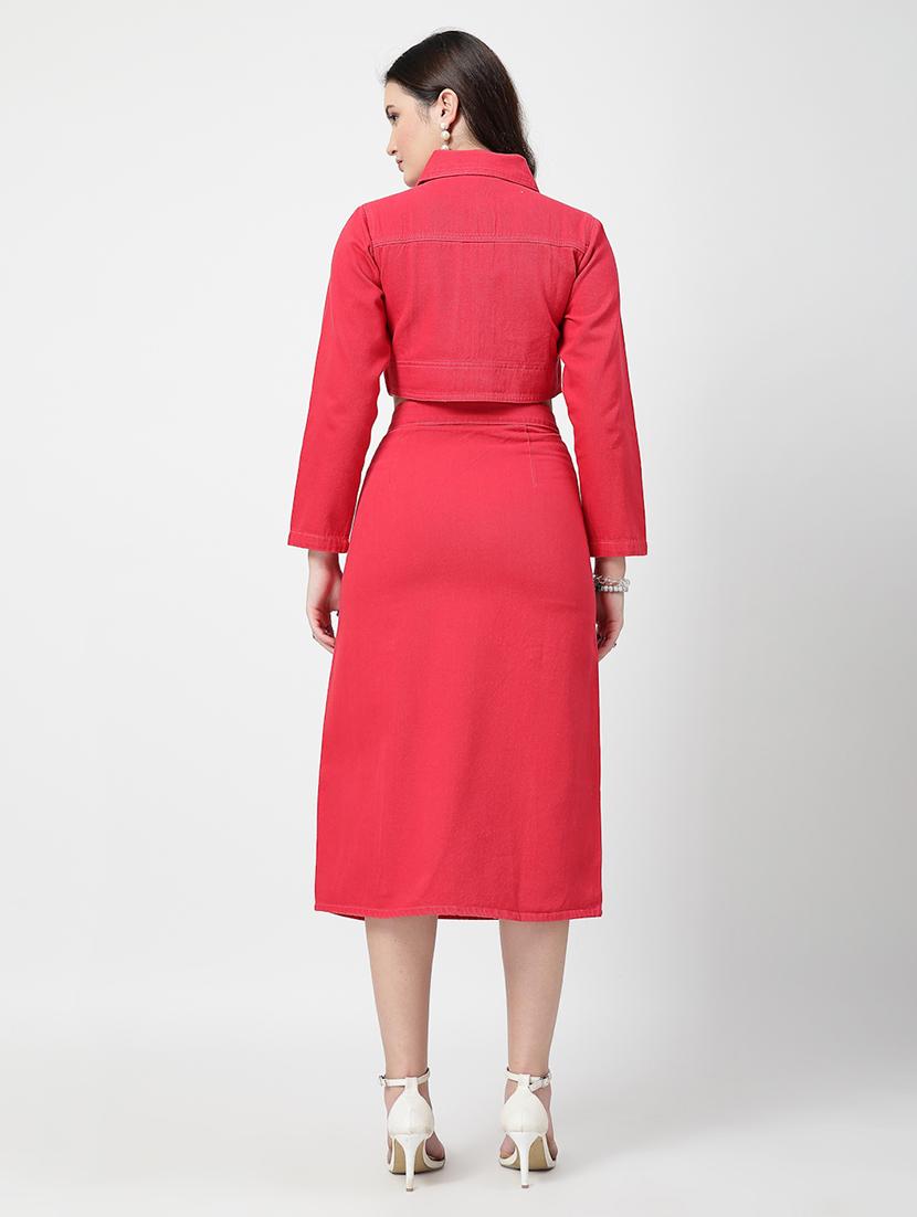 women pink solid top and skirt co-ord set - 21737320 - Standard Image - 3