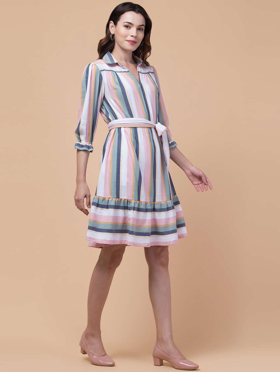 women striped tiered dress - 21737322 - Standard Image - 3