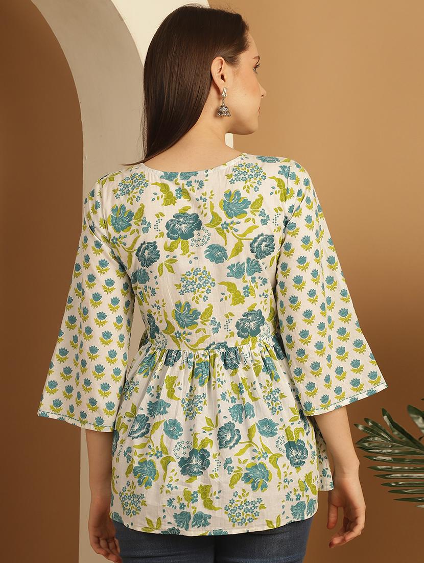 women three quarter sleeve flared ethnic top - 21737375 - Standard Image - 3