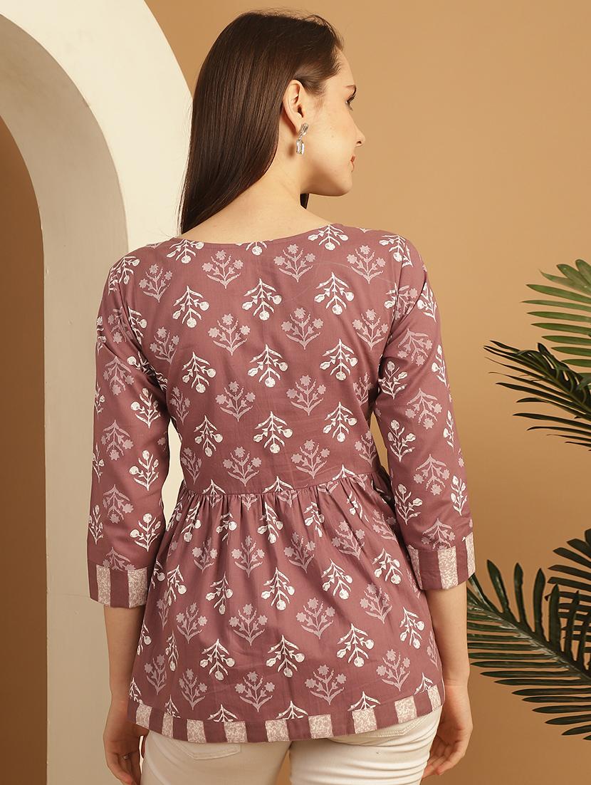 women three quarter sleeve a-line ethnic top - 21737380 - Standard Image - 3