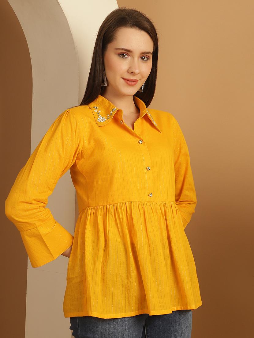 women three quarter sleeve flared ethnic top - 21737394 - Zoom Image - 0