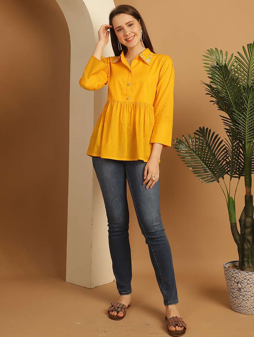 women three quarter sleeve flared ethnic top - 21737394 - Standard Image - 5