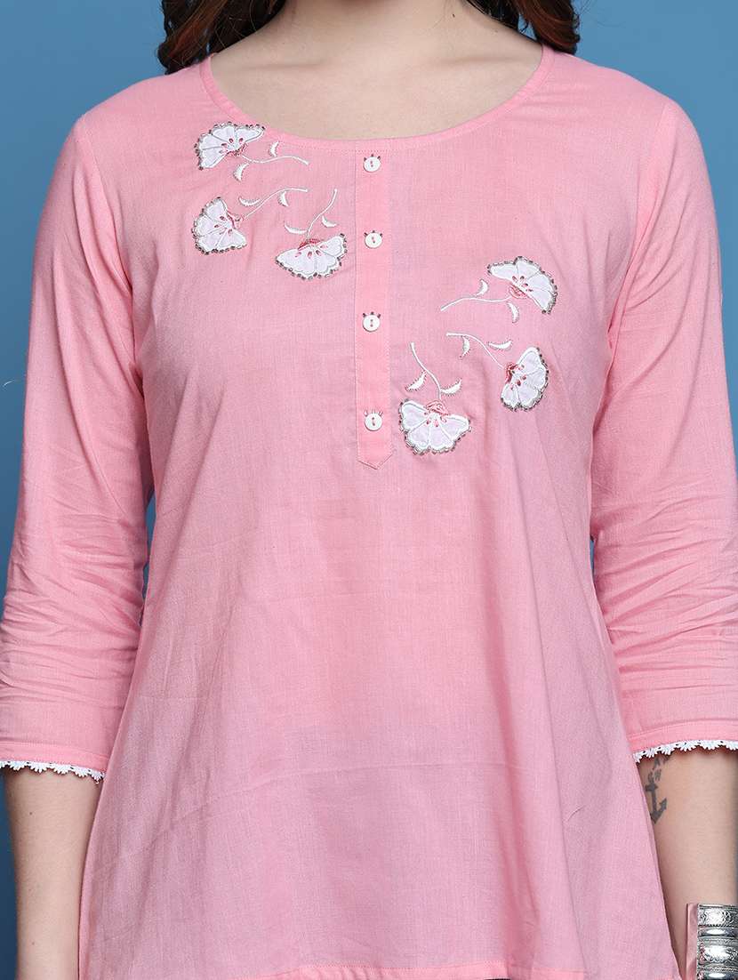 women three quarter sleeve a-line ethnic top - 21737406 -  Standard Image - 5