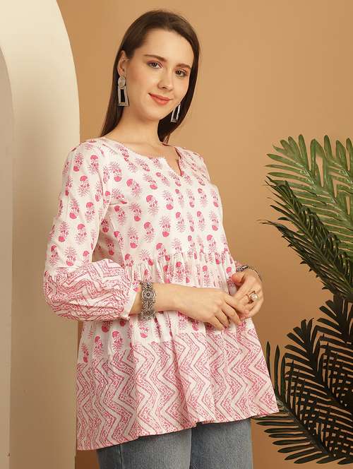 women floral printed notch neck a-line top - 21737418 -  Standard Image - 0