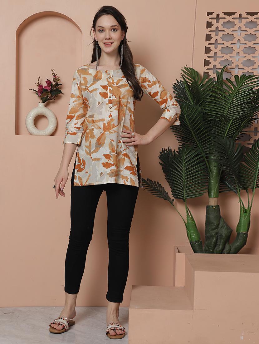 women printed round neck straight kurti - 21737428 - Standard Image - 3