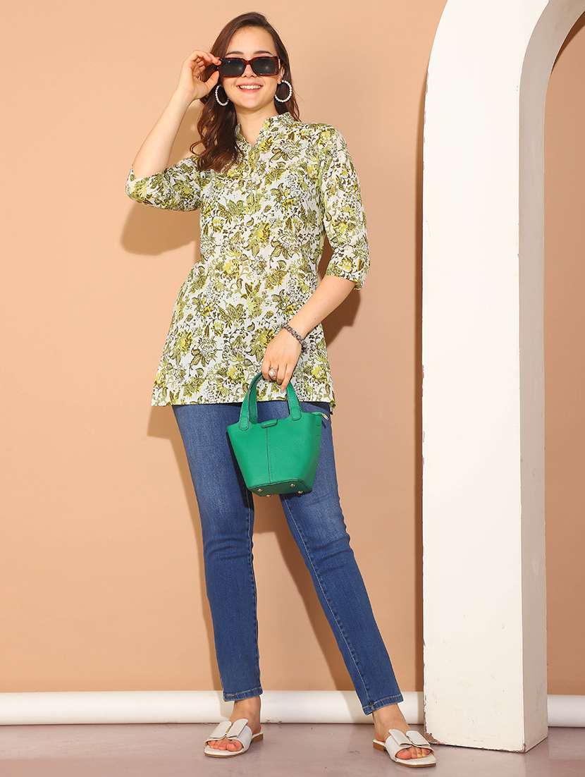women printed three quarter sleeve straight kurti - 21737432 -  Standard Image - 3