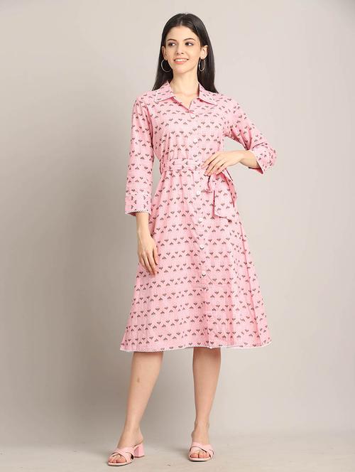 women pink printed a-line ethnic dress - 21737537 - Standard Image - 0