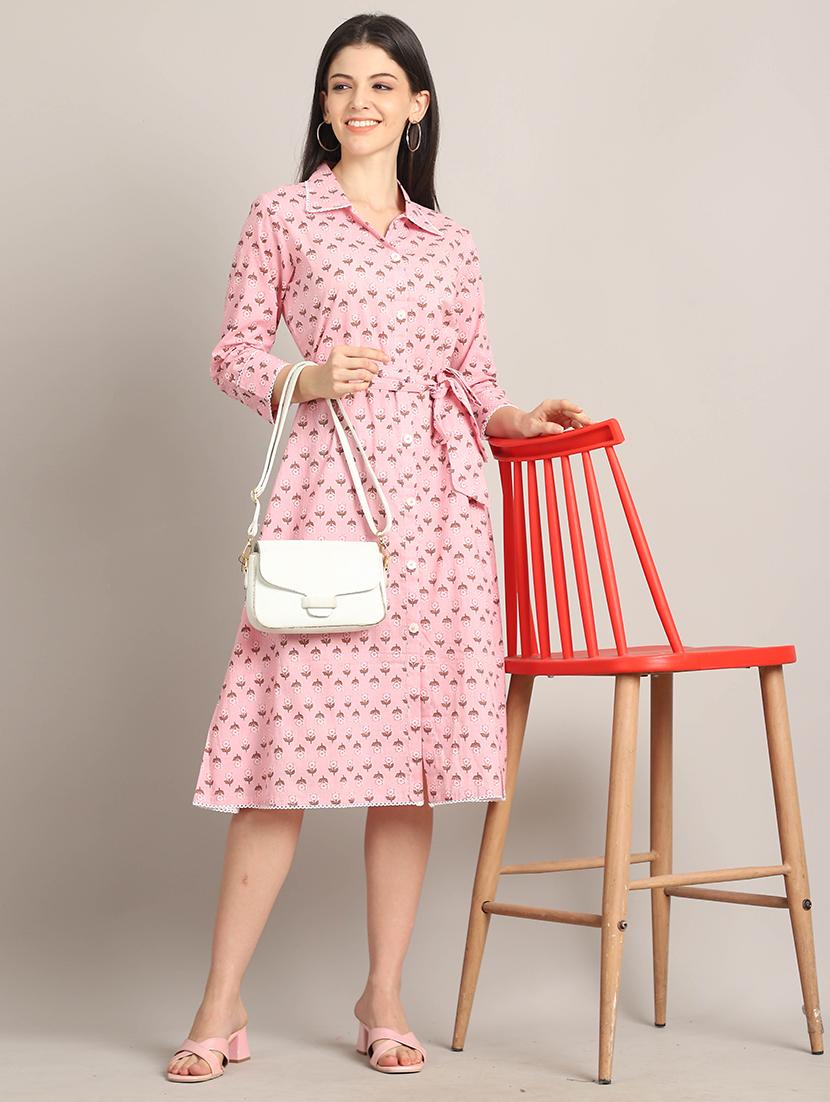 women pink printed a-line ethnic dress - 21737537 - Standard Image - 3