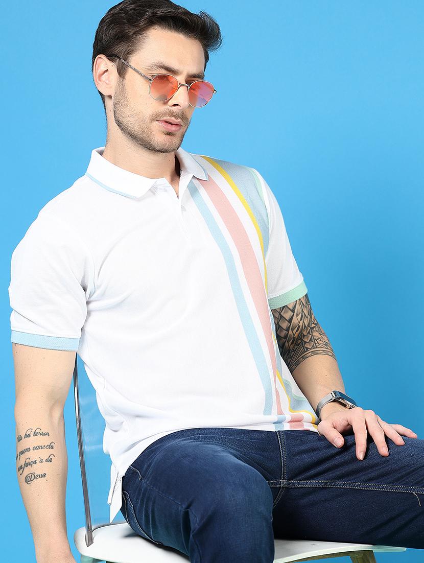 men striped short sleeve regular fit polo t-shirt - 21737777 - Standard Image - 3
