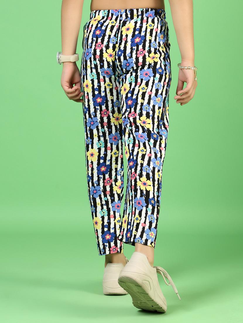 girls floral printed mid irse casual trouser - 21737780 - Standard Image - 3