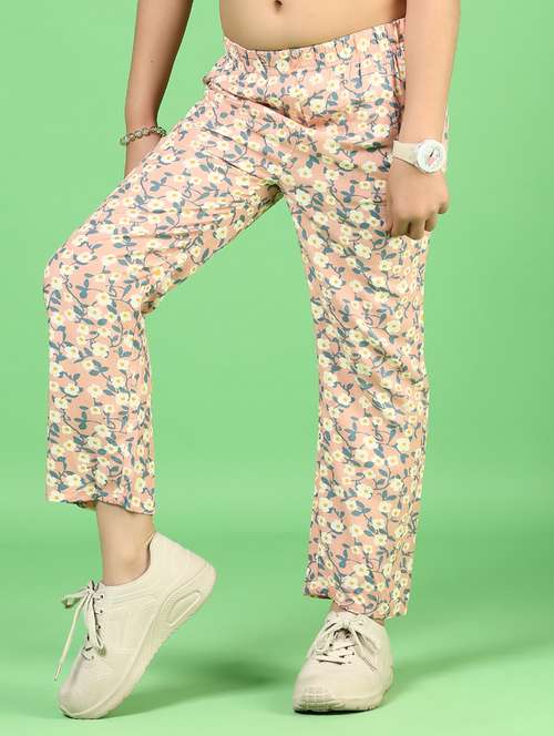 girls floral printed mid irse casual trouser - 21737787 -  Standard Image - 0