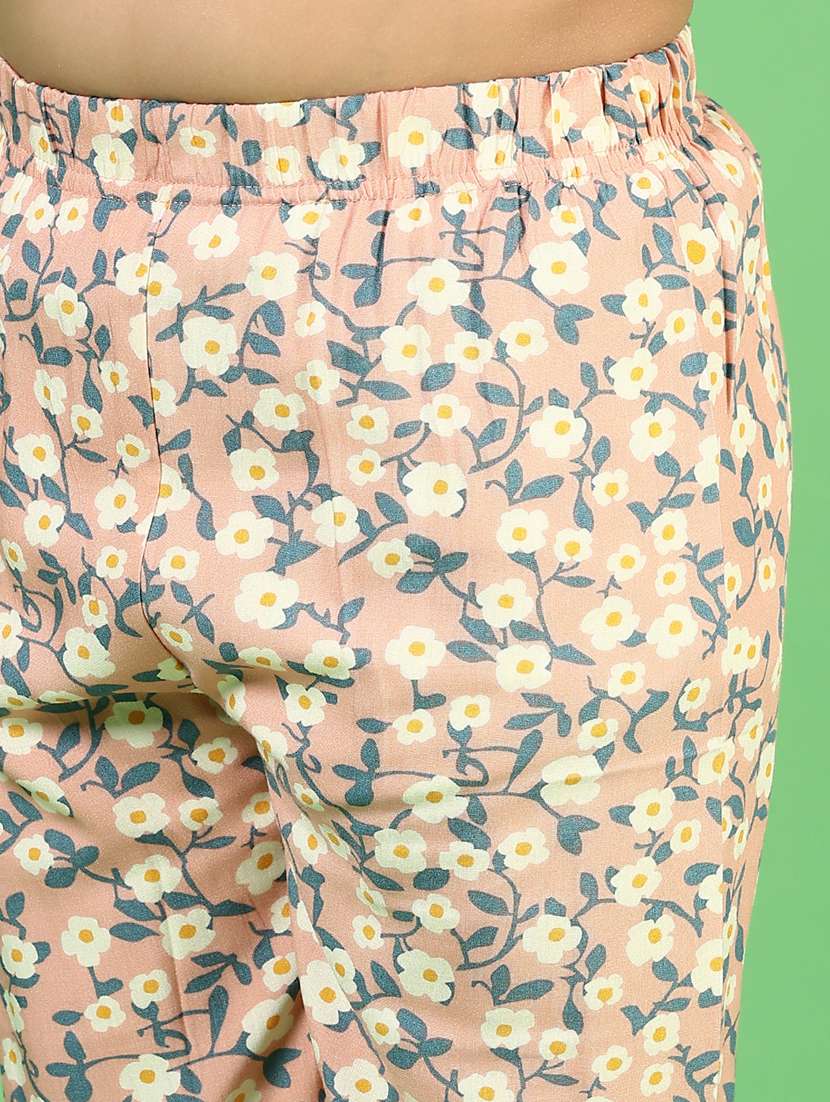 girls floral printed mid irse casual trouser - 21737787 -  Standard Image - 5