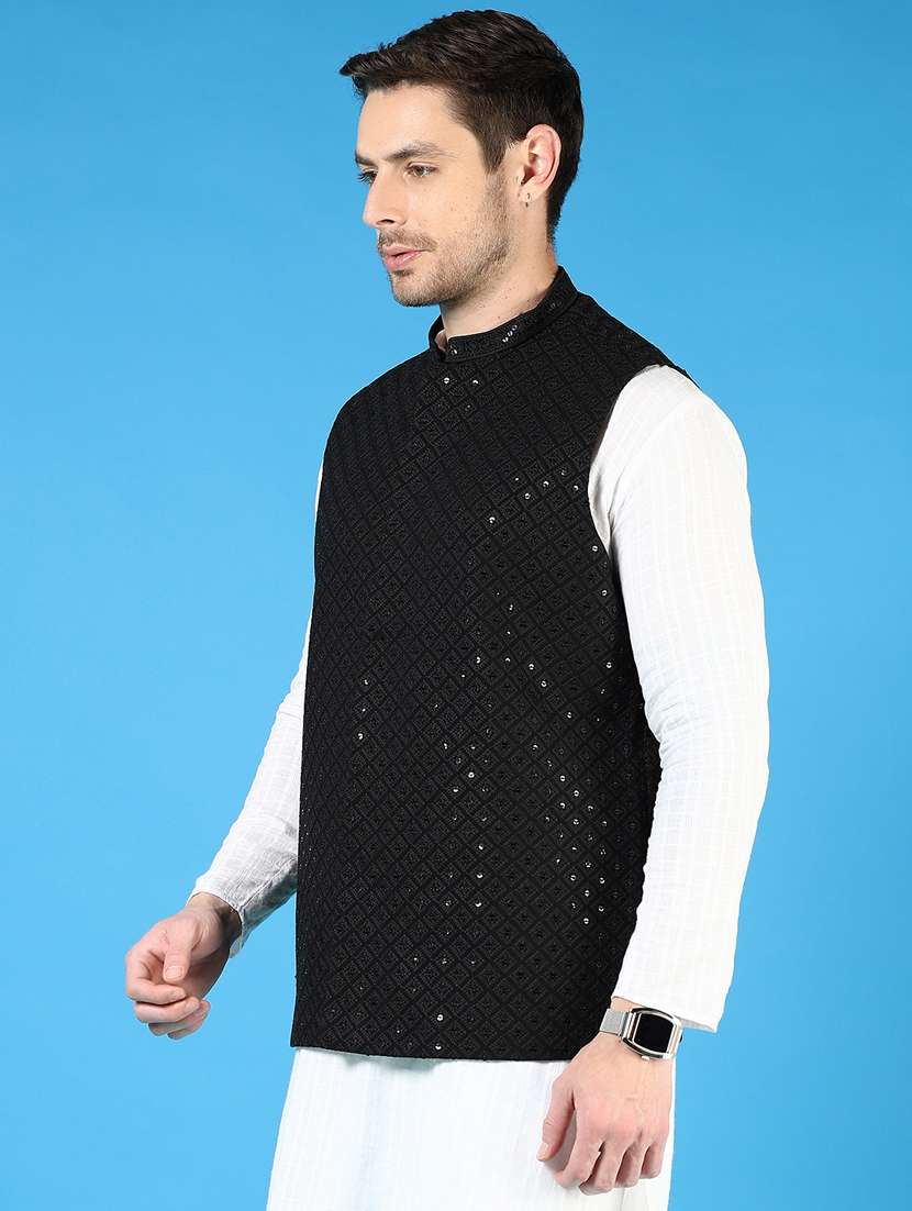 men embroidered sleeveless nehru jacket - 21737797 -  Standard Image - 3