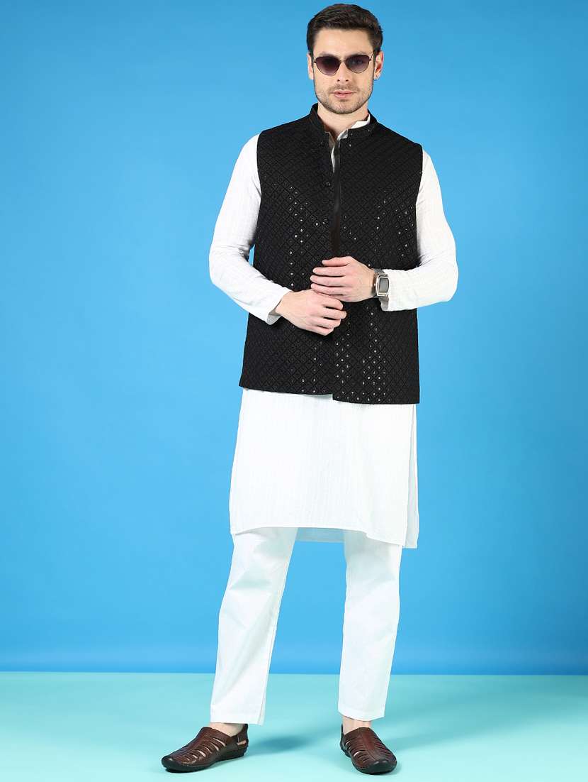 men embroidered sleeveless nehru jacket - 21737797 -  Standard Image - 5