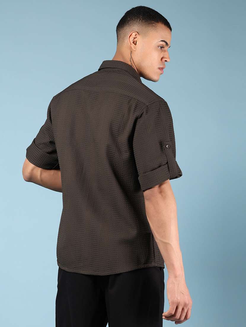 men self design long sleeve regular fit casual shirt - 21737826 -  Standard Image - 3