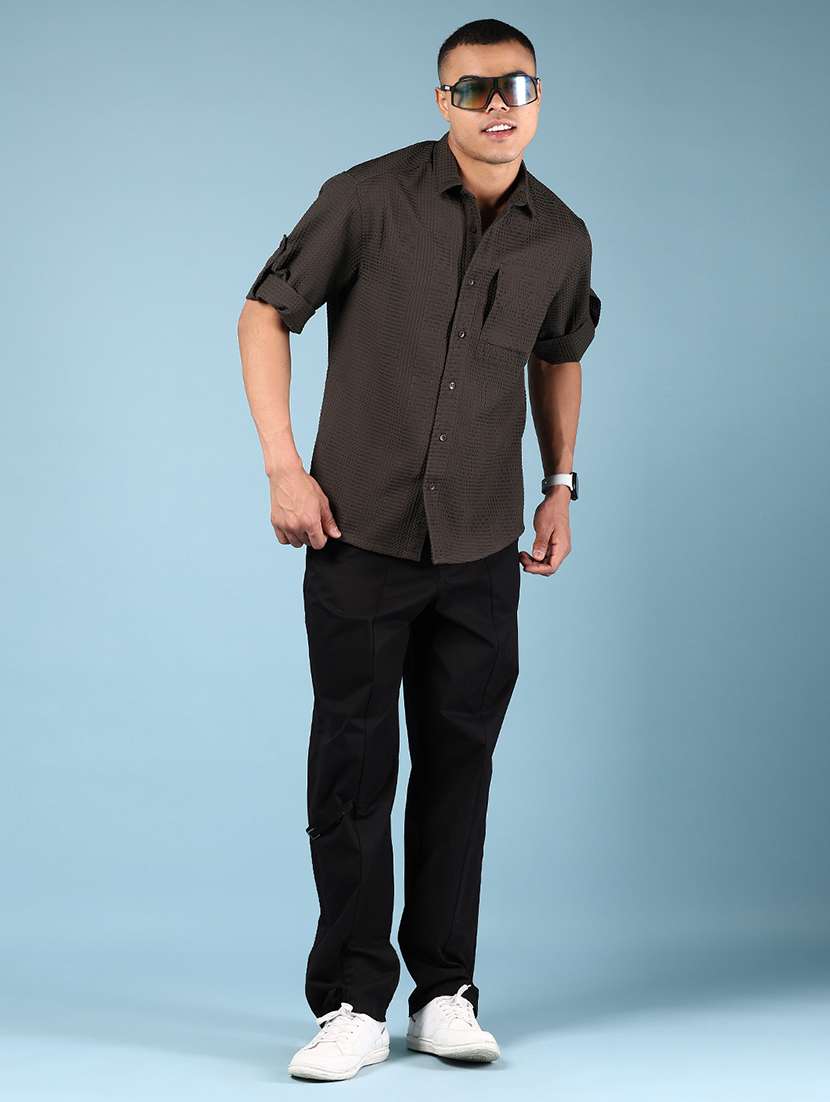 men self design long sleeve regular fit casual shirt - 21737826 -  Standard Image - 5