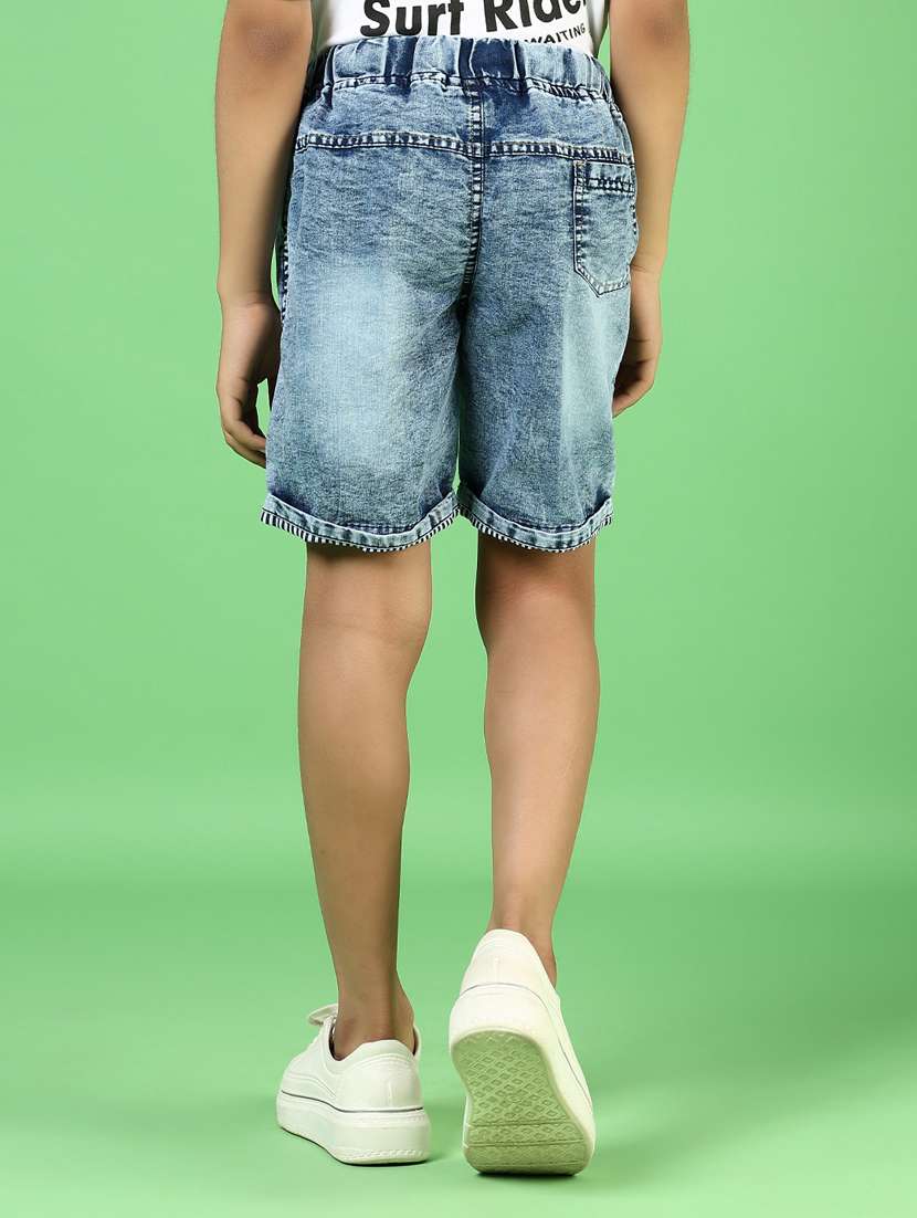 boys solid mid rise denim shorts - 21737828 -  Standard Image - 3