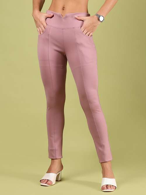women solid mid rise slim fit jegging