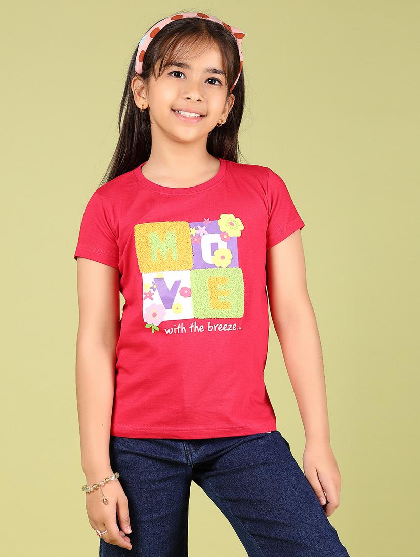 girls printed short sleeves round neck tee - 21737863 -  Zoom Image - 0