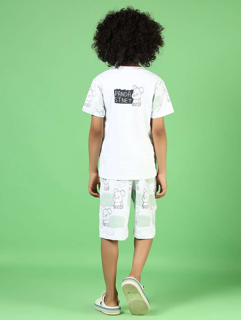 boys white printed shirt sleeve co-ord set - 21737870 -  Standard Image - 3
