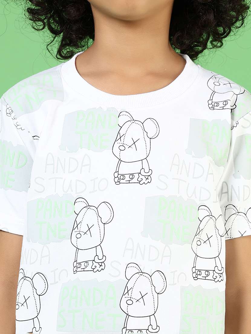 boys white printed shirt sleeve co-ord set - 21737870 -  Standard Image - 5