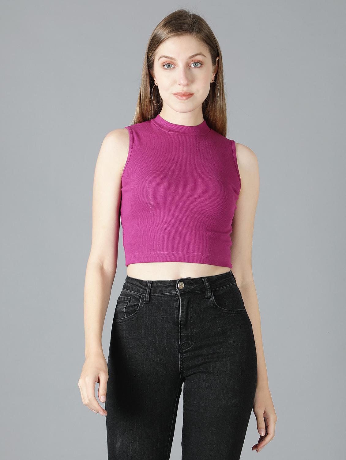 women plain sleeveless croped tank top 