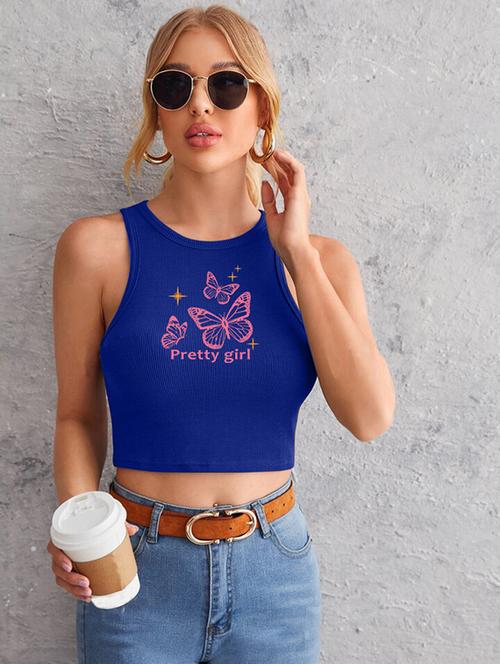 women printed sleeveless crop top  - 21738038 -  Standard Image - 0