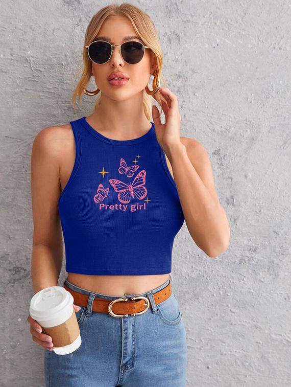 women printed sleeveless crop top  - 21738038 -  Zoom Image - 0