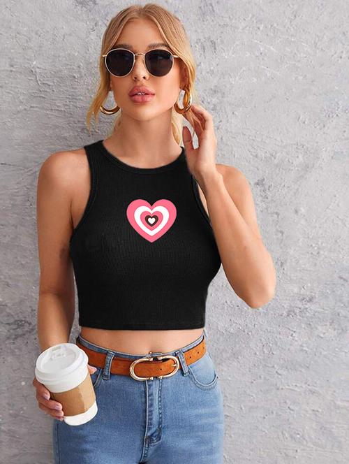 women printed sleeveless crop top - 21738043 - Standard Image - 0
