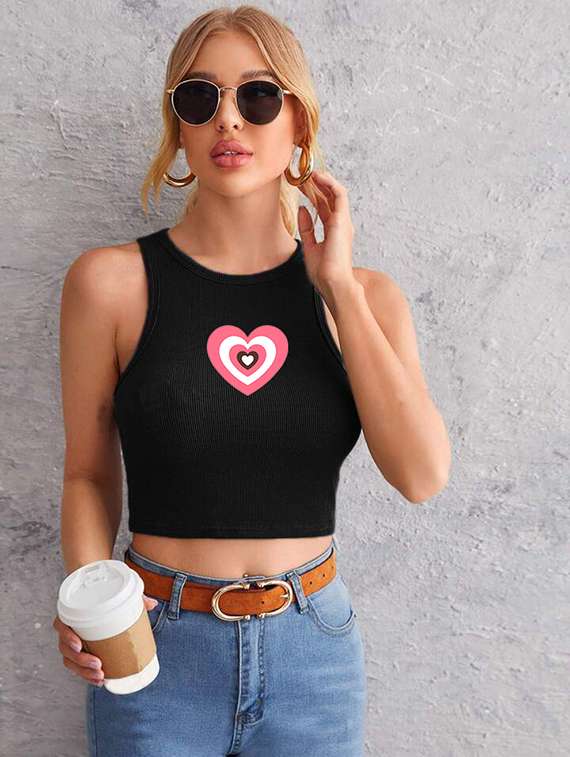 women printed sleeveless crop top - 21738043 - Zoom Image - 0