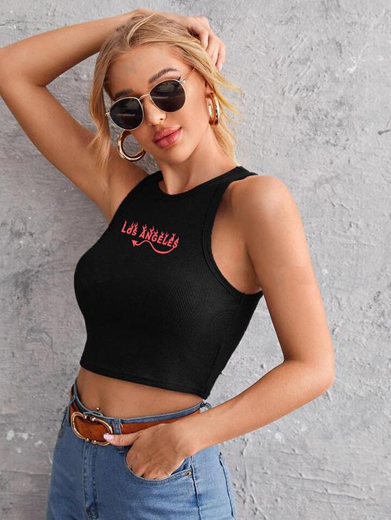 women printed sleeveless crop top - 21738064 - Zoom Image - 0