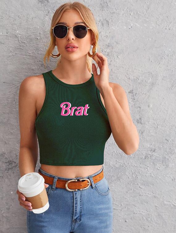 women printed sleeveless crop top - 21738077 - Zoom Image - 0