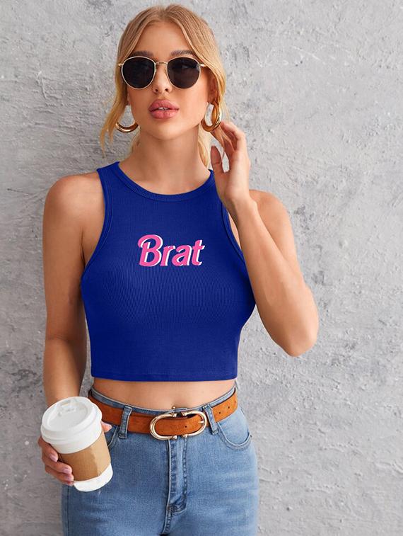 women printed sleeveless crop top - 21738078 - Zoom Image - 0