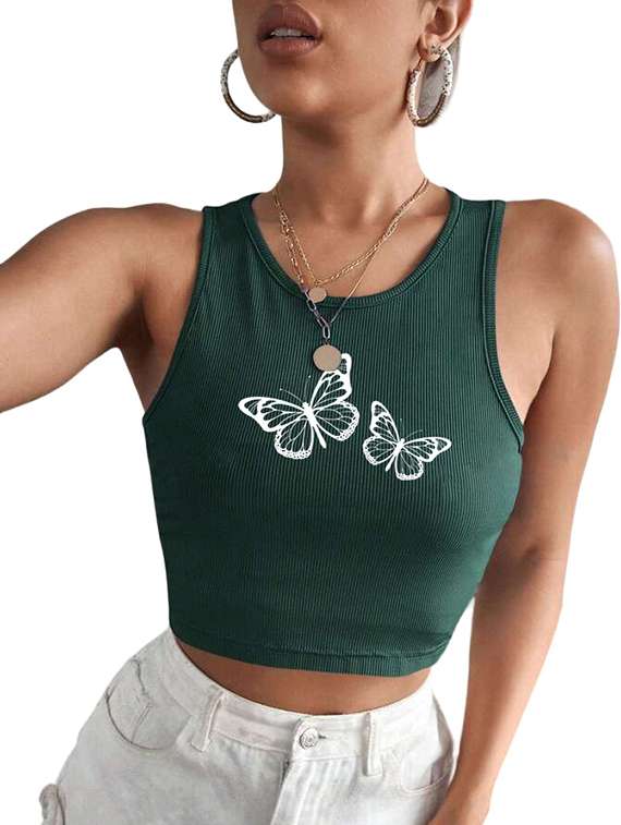 women printed sleeveless crop top  - 21738096 -  Standard Image - 3