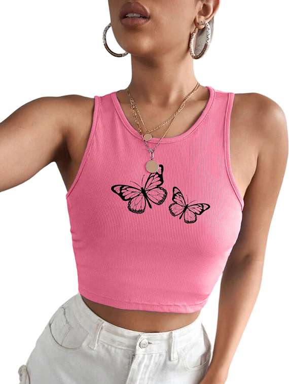 women printed sleeveless crop top  - 21738099 -  Standard Image - 3