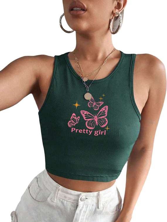 women printed sleeveless crop top  - 21738103 -  Standard Image - 3