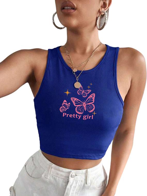 women printed sleeveless crop top - 21738104 - Standard Image - 3