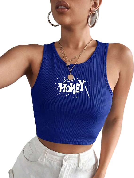 women printed sleeveless crop top - 21738120 - Standard Image - 3