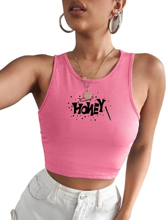 women printed sleeveless crop top - 21738121 - Standard Image - 3