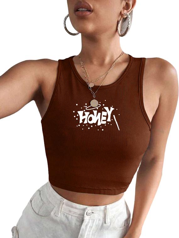 women printed sleeveless crop top - 21738122 - Standard Image - 3