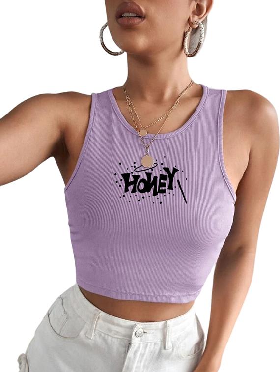 women printed sleeveless crop top - 21738125 - Standard Image - 3