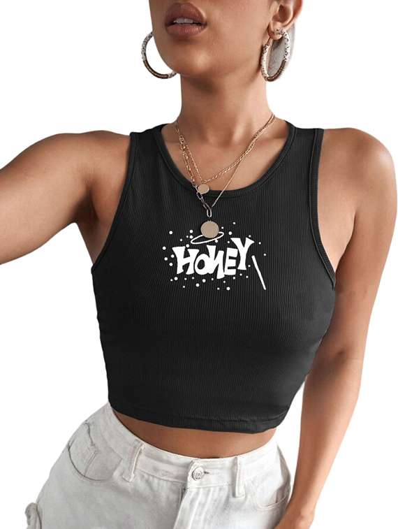 women printed sleeveless crop top  - 21738126 -  Standard Image - 3