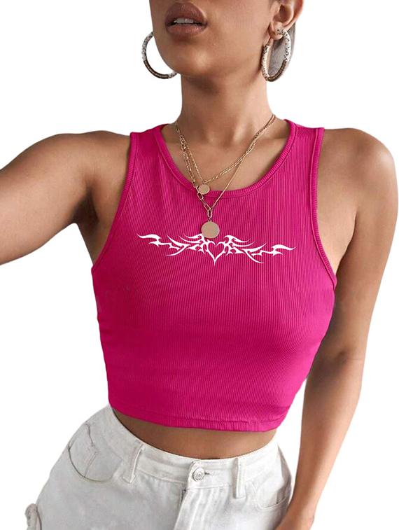 women printed sleeveless crop top - 21738127 - Standard Image - 3