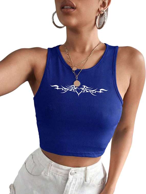 women printed sleeveless crop top  - 21738130 -  Standard Image - 3