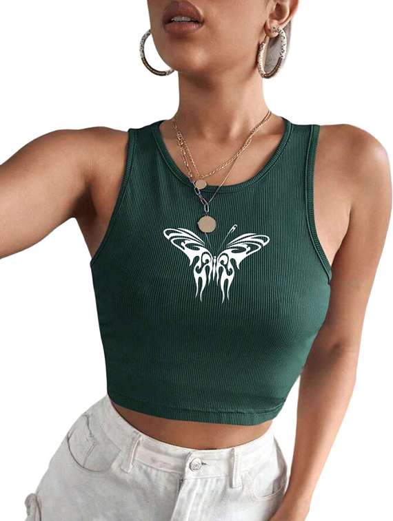 women printed sleeveless crop top  - 21738137 -  Standard Image - 3