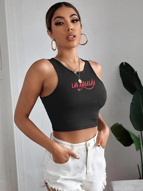 women printed sleeveless crop top - 21738143 - Standard Image - 0