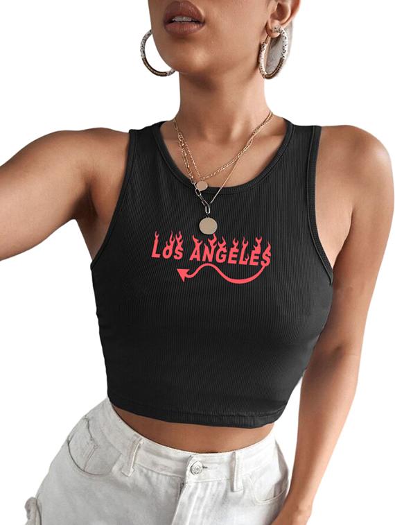 women printed sleeveless crop top - 21738143 - Standard Image - 3